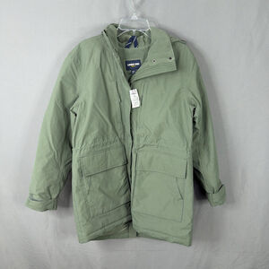 Lands End Squall Jacket Women MP Green Insulated Parka Coat Hooded Waterproof